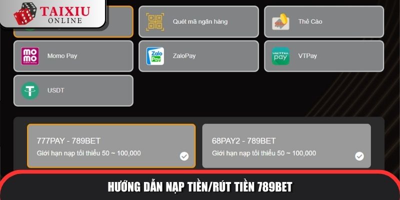 Hướng dẫn nạp tiền/rút tiền tài xỉu đổi thưởng