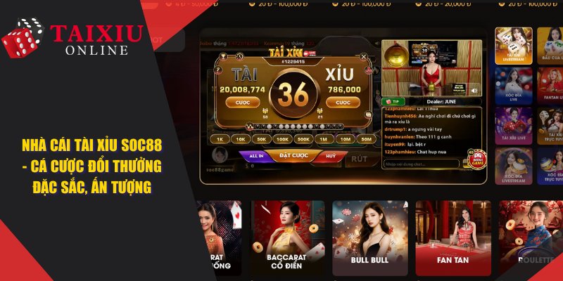 SOC88 - Nhà Cái Cá Cược Tài Xỉu Đổi Thưởng Đặc Sắc, Ấn Tượng